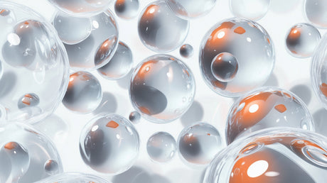 3D bubble wallpaper design file showing detailed transparent spheres pattern with orange reflections
