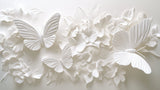 White 3D butterfly and floral relief design file showing intricate pattern details and texture
