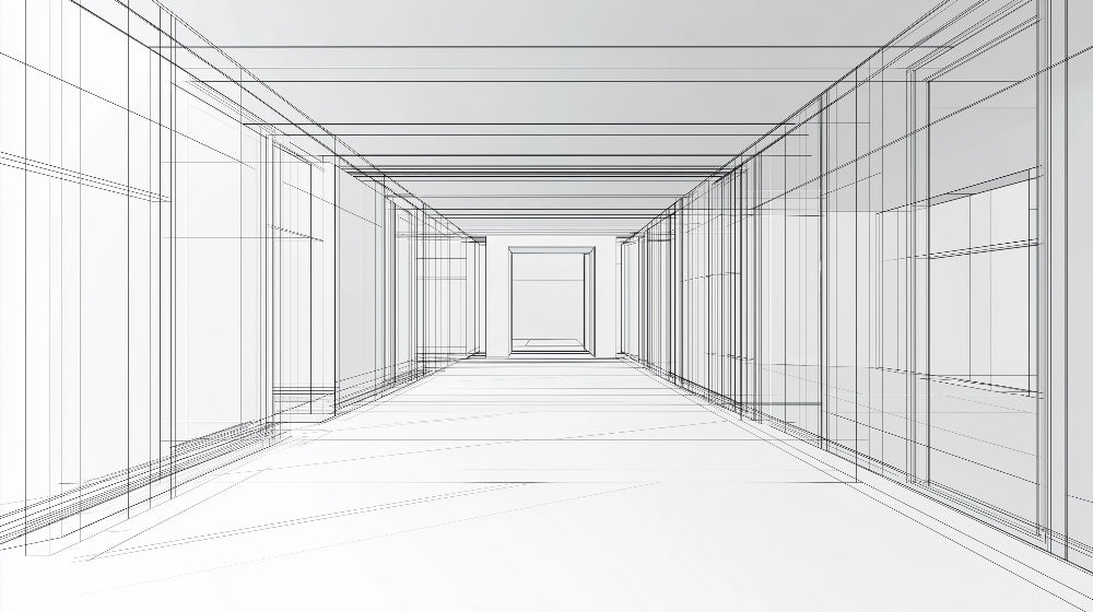 3D architectural geometric wallpaper design file showing precise line pattern and depth effect