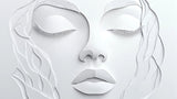 Minimalist female face relief design file showing intricate 3D details and textures