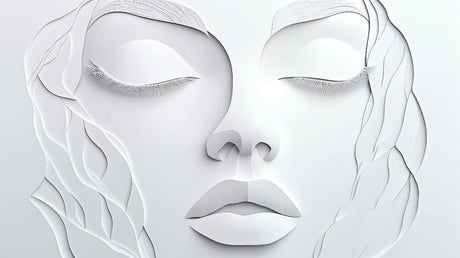 Minimalist female face relief design file showing intricate 3D details and textures