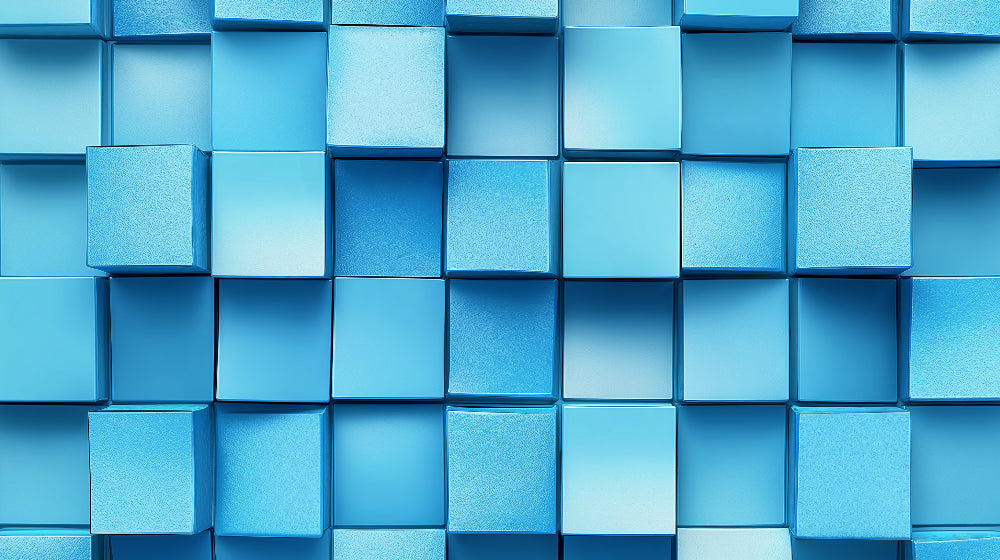 Blue geometric cube wallpaper design file showing intricate 3D pattern and color variations