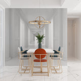 3D effect geometric wallpaper making a narrow hallway appear larger