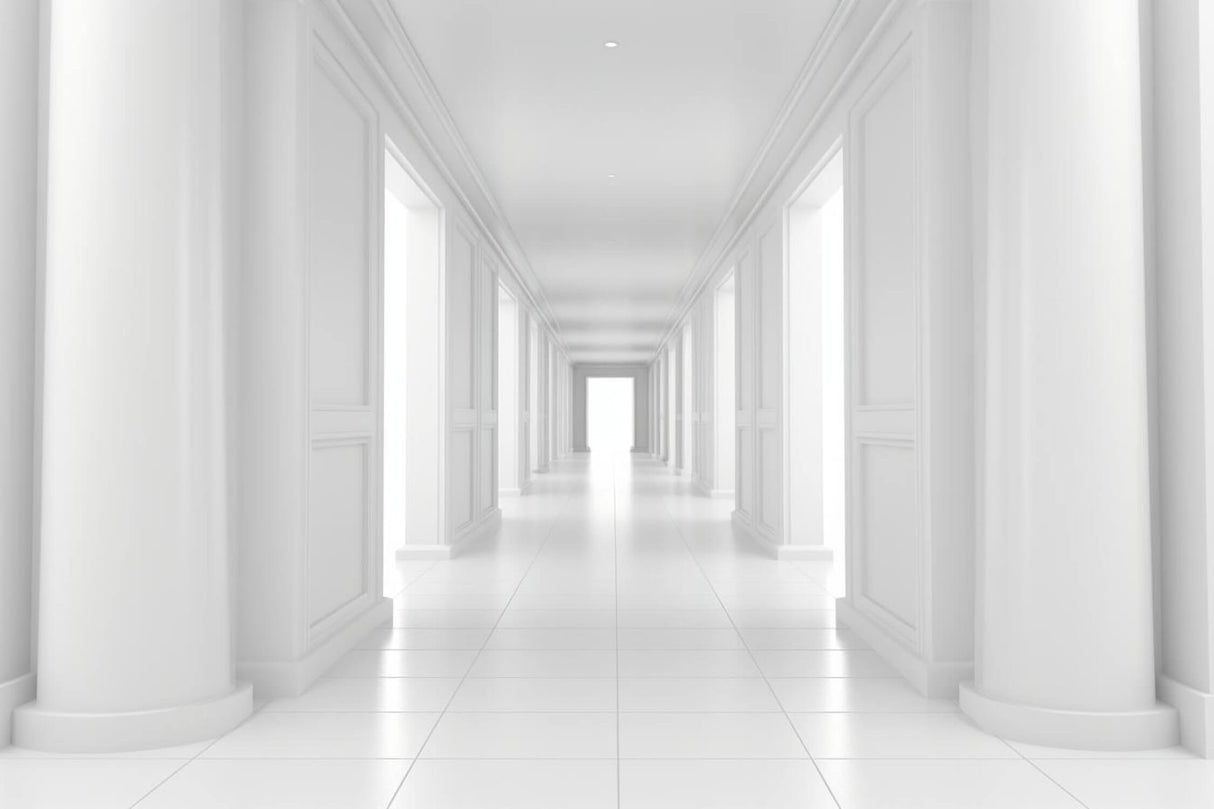 3D geometric corridor design file showing detailed white pattern and depth effect