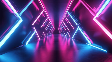 Geometric optical illusion design file showing intricate neon pattern and portal effect
