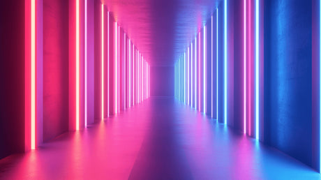 3D Neon Lights Corridor design file showing vibrant color gradient and light effects pattern