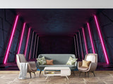3D perspective mural in home theater with ambient lighting