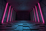 High-resolution design file of 3D neon tunnel with pink lights pattern