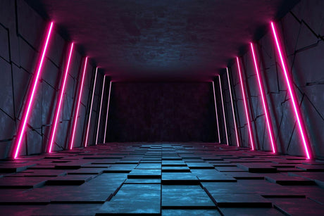 High-resolution design file of 3D neon tunnel with pink lights pattern