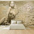 3D Ocean Art Mural creating depth in modern living room with natural lighting
