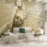 3D relief wallpaper adding texture to minimalist dining room wall