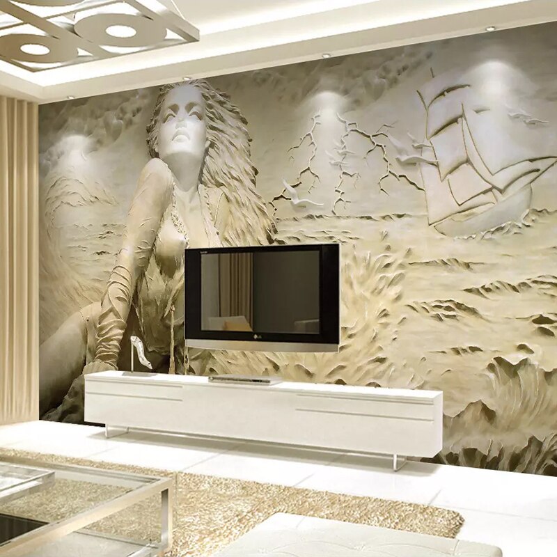 Ocean art mural bringing movement to contemporary office space