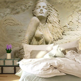 Beige sculptural waves creating depth in upscale restaurant setting