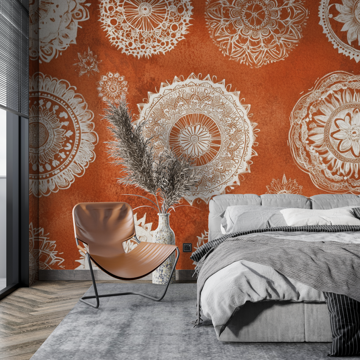 Mandala Mural Wallpaper | Terracotta Ethnic Design