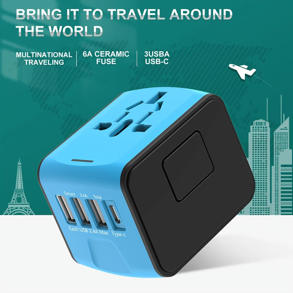 Universal Travel Adapter  4 USB Ports With Type-C Global Charging - Product example