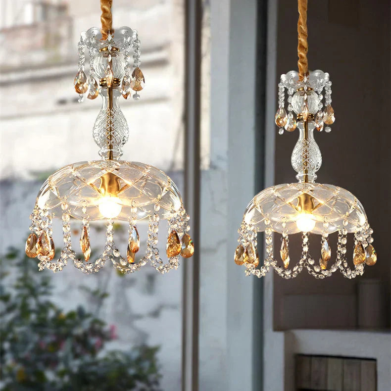 Crystal Pendant Chandelier  Amber Drop Glass Design - Product detail 7