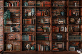 Library Mural Wallpaper | Vintage Bookshelf With Brick Wall