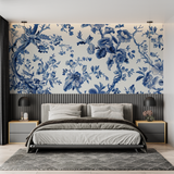 Floral Mural Wallpaper | Blue and White Vintage Pattern