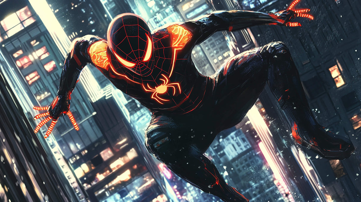 Superhero Mural Wallpaper | Black and Red Spider Design