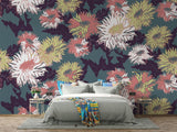 Floral Mural Wallpaper | Vintage Botanical Pattern in Terracotta and Green