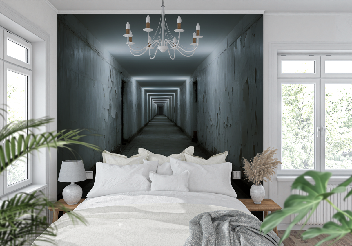 3D Optical Illusion Mural Wallpaper | Modern Black and White Tunnel Design