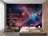 Galaxy Mural Wallpaper | Cosmic Nebula with Vibrant Aurora