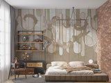 Feather Mural Wallpaper | Art Deco Geometric Pattern
