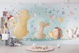 Musikalische Tiere Tapete | Verspielte Kinderzimmer-Band mit Bär und Hase