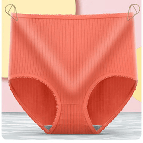 High-Rise Absorbent Underwear  Ribbed Cotton Blend With Lace Trim - Product detail 4