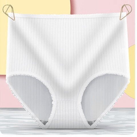 High-Rise Absorbent Underwear  Ribbed Cotton Blend With Lace Trim - Product detail 5