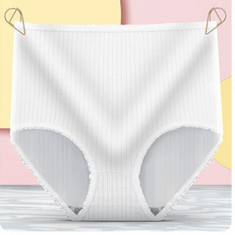 High-Rise Absorbent Underwear  Ribbed Cotton Blend With Lace Trim - Product detail 5