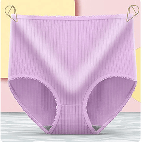 High-Rise Absorbent Underwear  Ribbed Cotton Blend With Lace Trim - Product detail 9