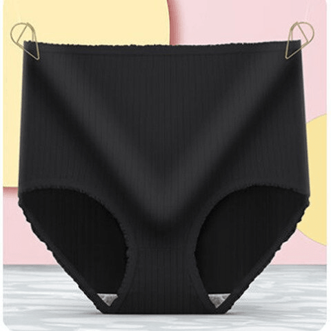 High-Rise Absorbent Underwear  Ribbed Cotton Blend With Lace Trim - Product detail 6