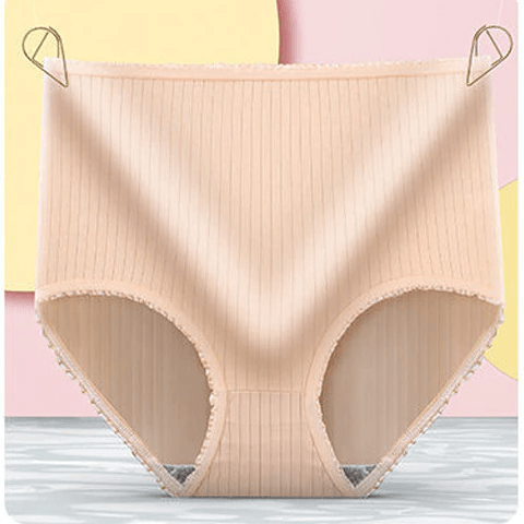 High-Rise Absorbent Underwear  Ribbed Cotton Blend With Lace Trim - Product detail 8