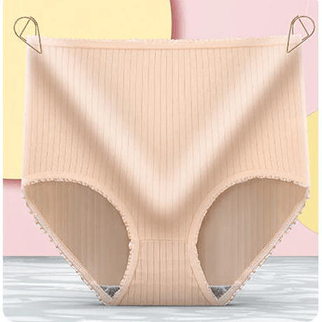 High-Rise Absorbent Underwear  Ribbed Cotton Blend With Lace Trim - Product detail 8