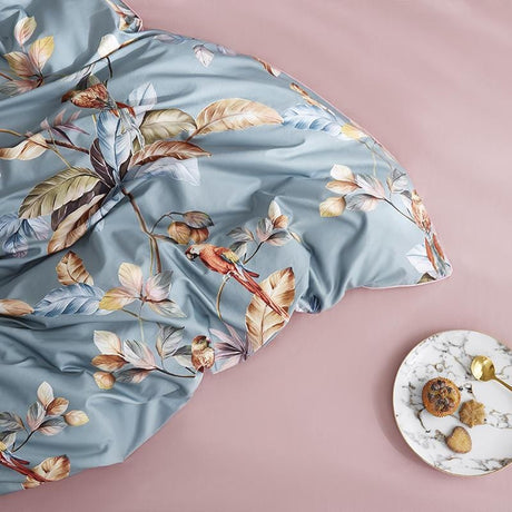 Luxury Egyptian Cotton Bedding  Botanical Birds Print Duvet Set - Product detail 7