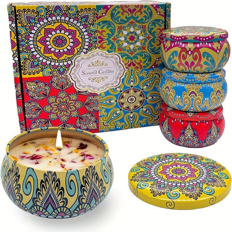 Bohemian Scented Candle Set  Mandala Design Tin Collection - Product detail 6
