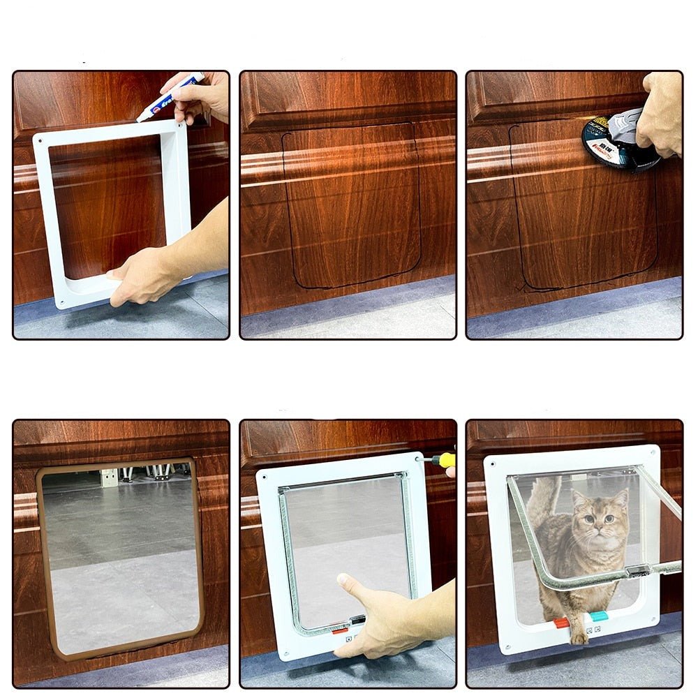 4-Way Security Cat Door  Weather-Sealed Pet Access Flap - Detailed view