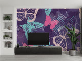 Butterfly Mural Wallpaper | Modern Purple and Turquoise Design