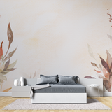 Watercolor Mural Wallpaper | Terracotta Leaves Design