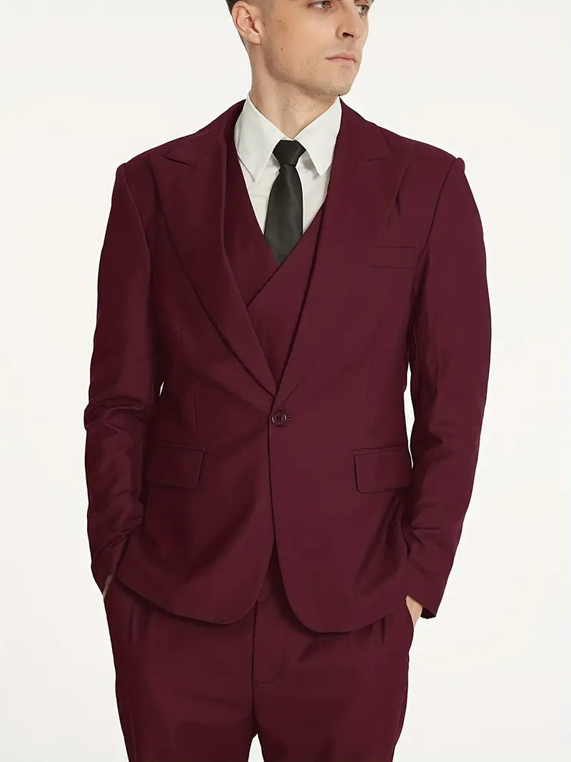 Classic Three Piece Suit  Beige Double-Breasted Design - Product detail 4