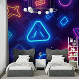 Gaming Mural Wallpaper | Neon Geometric Design