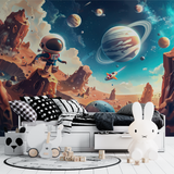 Galaxy Mural Wallpaper | Colorful Space Nebula with Planets