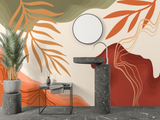 Abstract Mural Wallpaper | Terracotta and Olive Organic Shapes