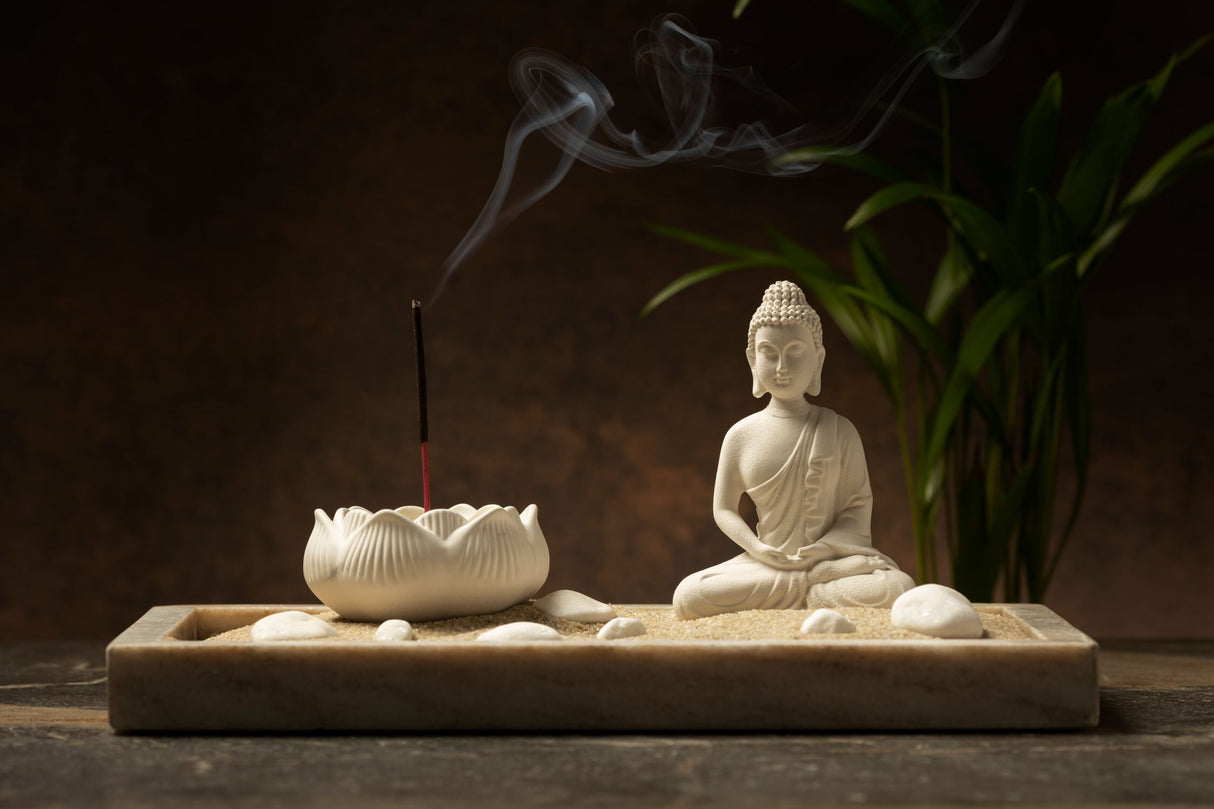 Zen Mural Wallpaper | Buddha and Incense Meditation Scene