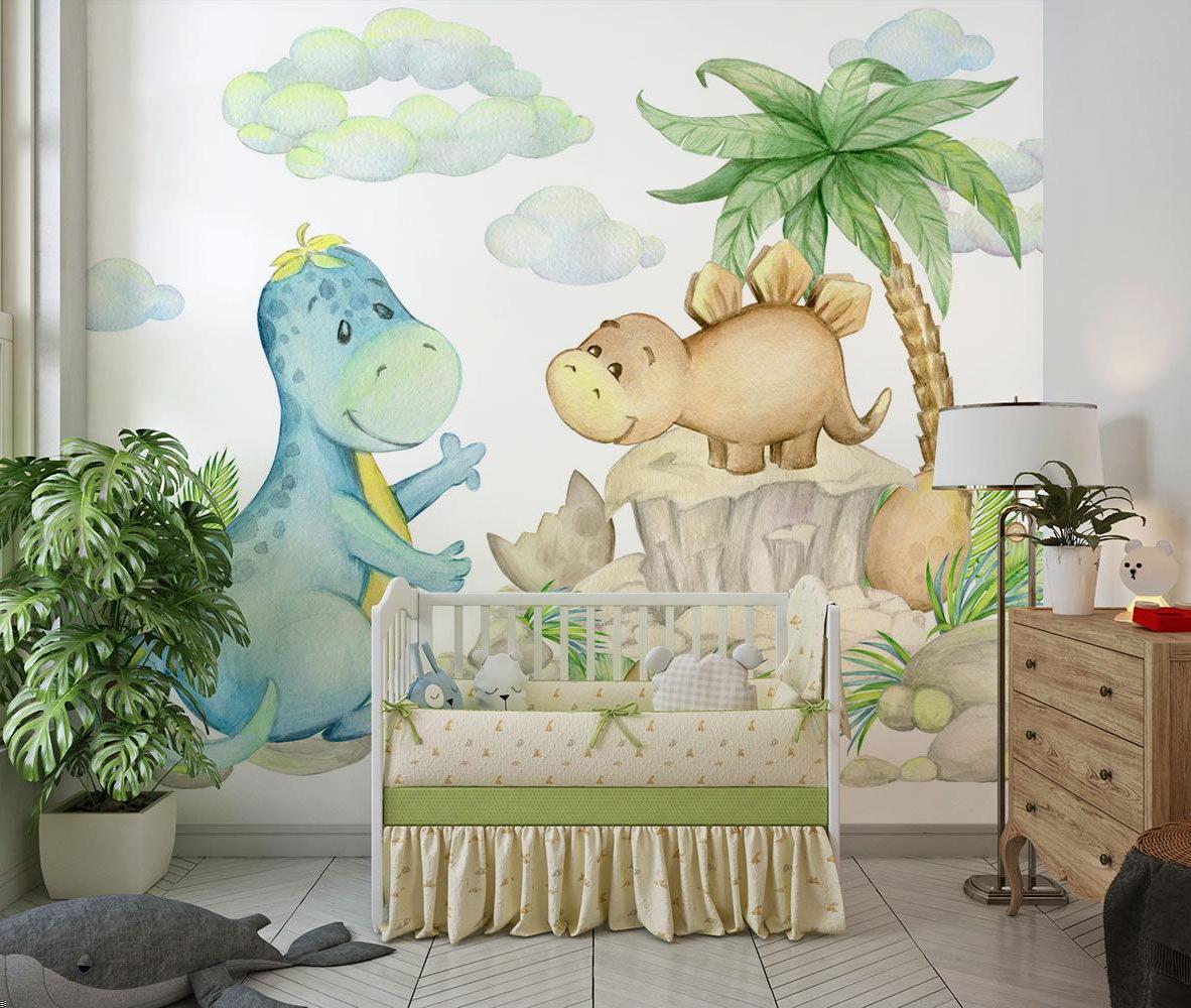 Papier Peint Mural Dinosaure | Amis Préhistoriques Aquarelle