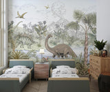 Dinosaur Mural Wallpaper | Jurassic Tropical Paradise Scene