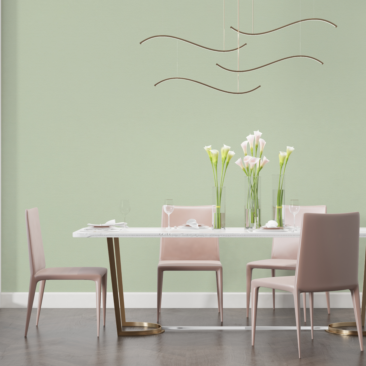 Sage Green Mural Wallpaper | Modern Minimalist Design