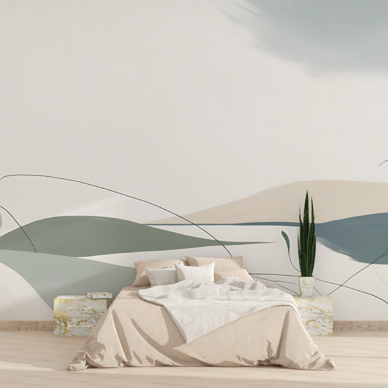 Abstract Mural Wallpaper | Minimalist Watercolor Landscape