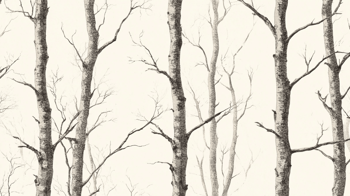 Forest Mural Wallpaper | Black and White Birch Trees